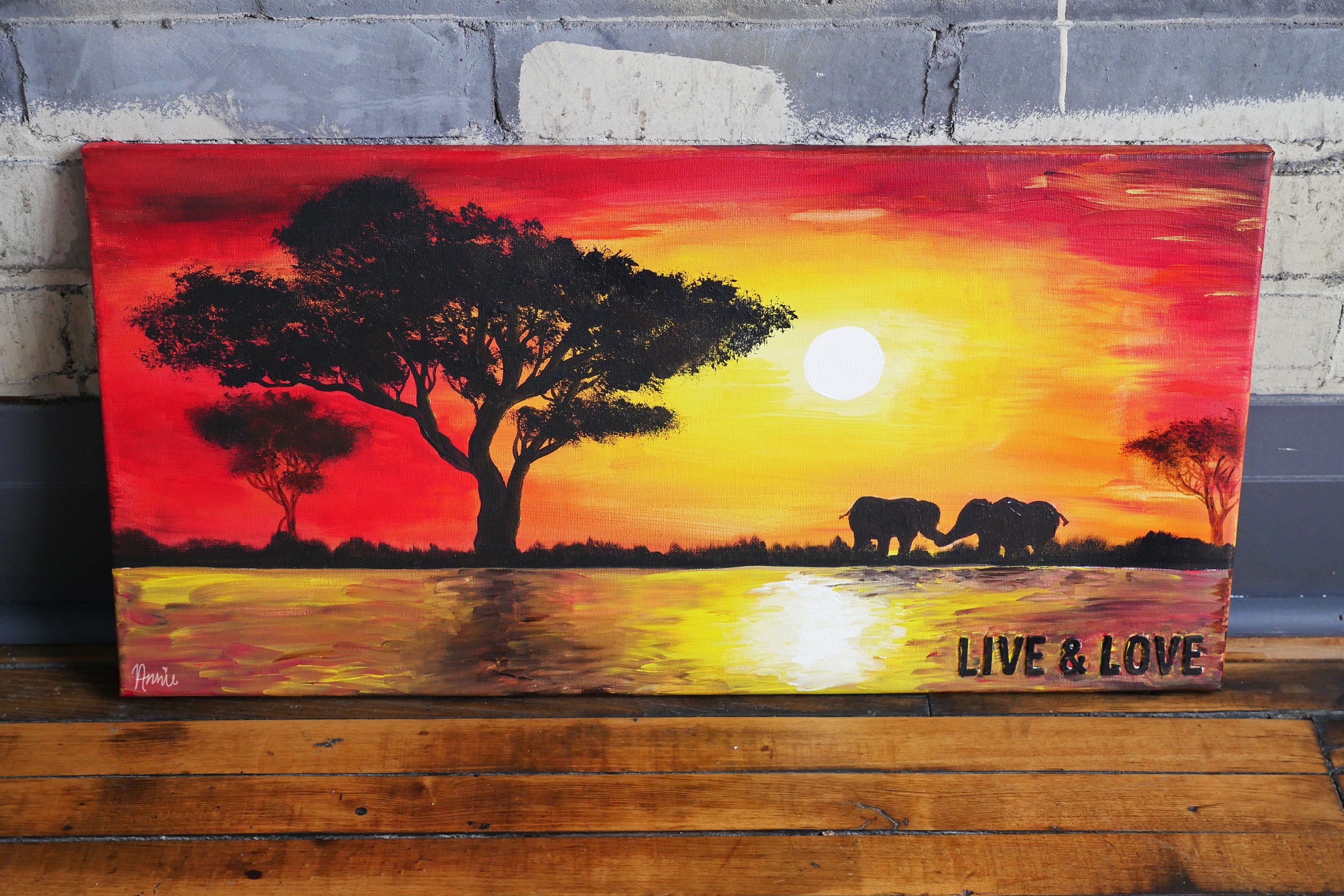 Coucher De Soleil Peinture Acrylique Peinture acrylique coucher de soleil de savane - Etsy France