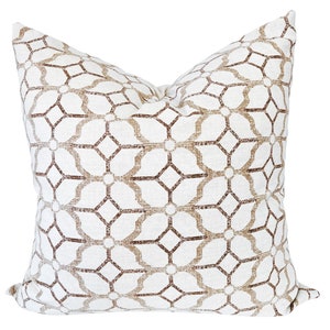 Geometric Beige Brown Tan Pillow Cover, Large 22x22