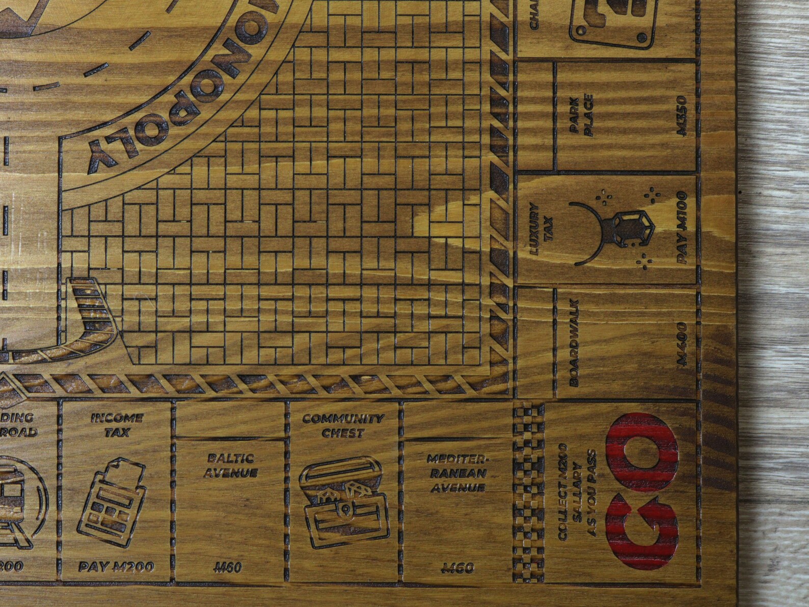 Monopoly Wooden Game Handmade Laser Cut Wooden Board Special Etsy