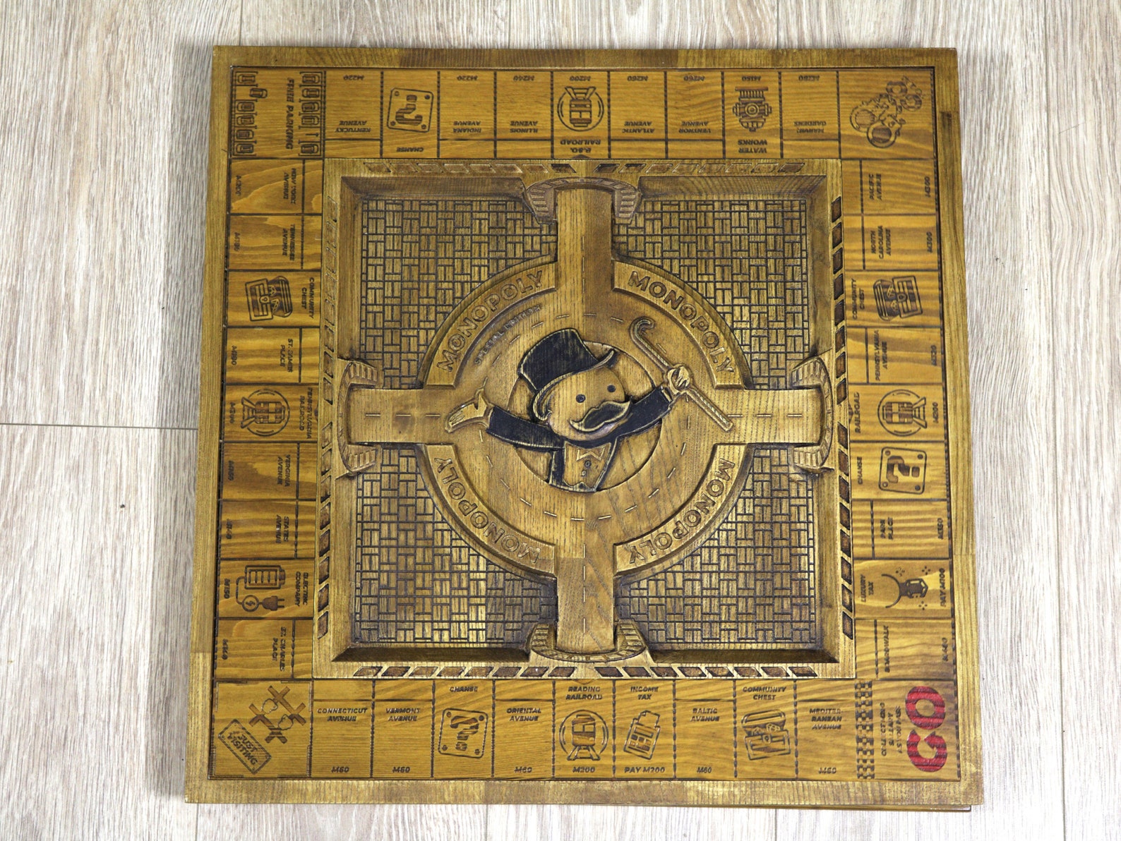 Wood Monopoly Game, Handmade Laser Cut Wooden Board, Special Edition ...