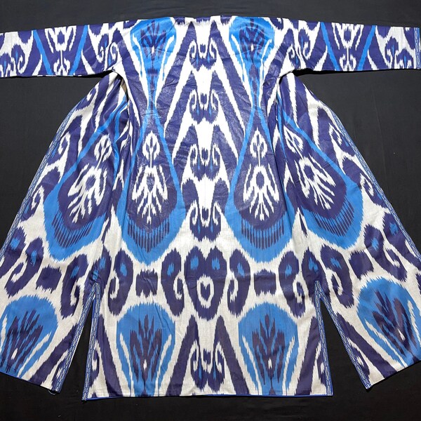 Uzbek Chapan Handwoven Ikat Uzbekistan suzani Robe Dress Caftan Jacket vintage style Coat