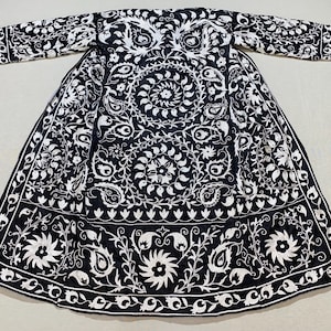 UZBEK CHAPAN, vintage suzani coat, handmade embroidered uzbek robe, Uzbekistan caftan, boho embroidered jacket, tajik dress