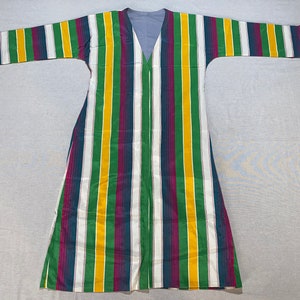 Vintage Uzbek Chapan Robe: Handwoven Embroidered Caftan