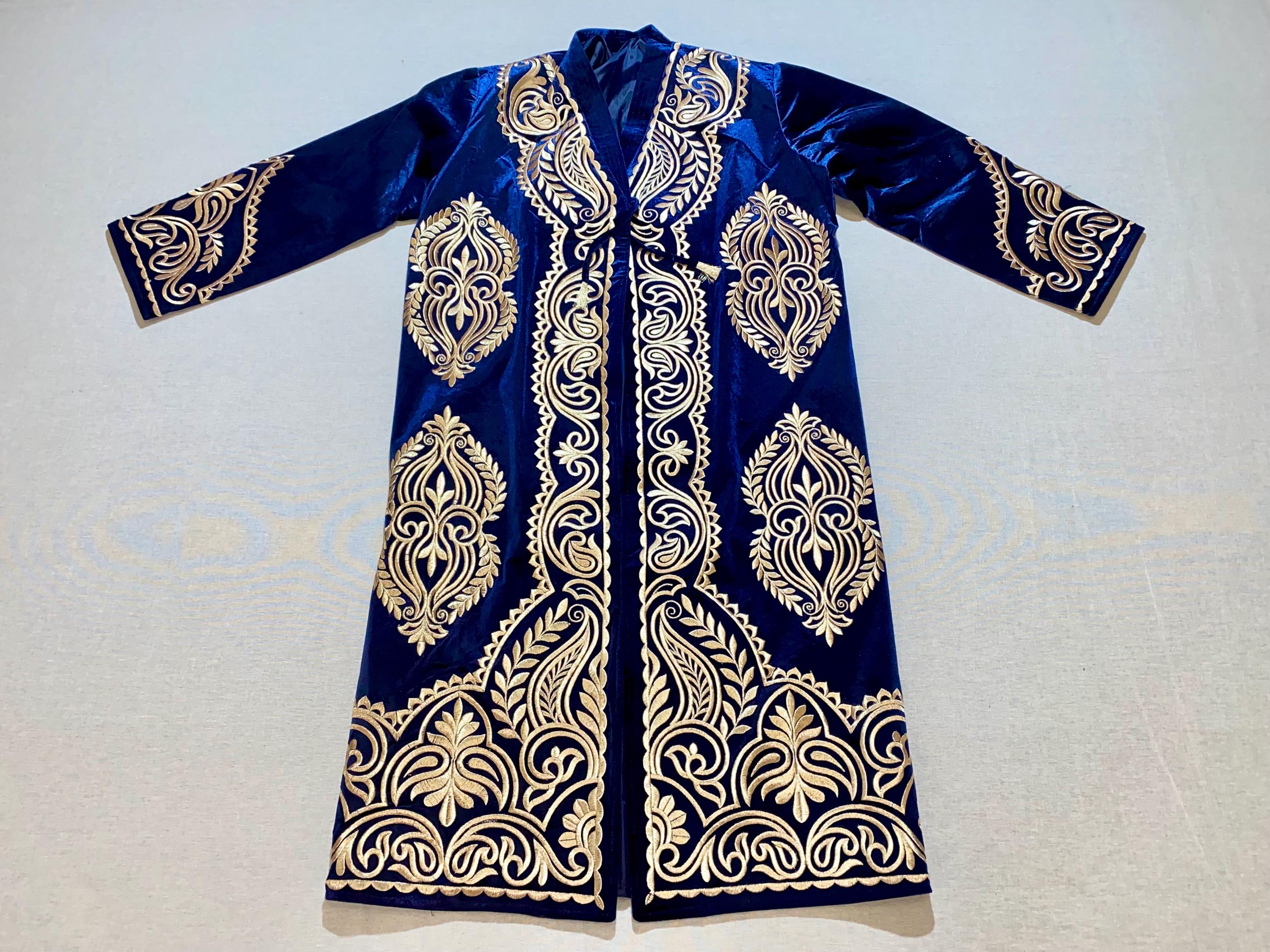 Chapan Robe Uzbek Chapan Robe: Golden Embroidered Suzani Caftan Jacket - Etsy