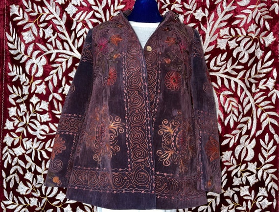 Uzbek Jacket Silk Embroidered Vintage velvet Uzbek