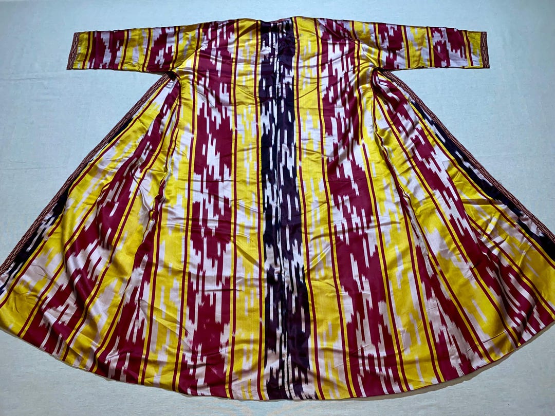 Chapan Robe Antique Ikat Chapan Robe: Handmade Silkworm Silk Uzbekistan Caftan - Etsy