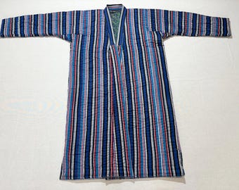 Uzbek Ikat Quilted Chapan Robe, Adras Cotton Padded Unisex Coat
