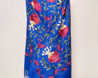 Uzbek Wool Suzani Embroidered Shawl