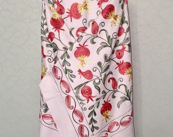 Embroidered Suzani Wool Shawl: Uzbek Cape