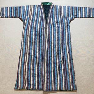 Uzbek Warm Quilted Chapan, coat, cotton padded handmade unisex robe from ikat fabric