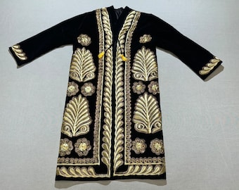 Uzbek Chapan: Handmade Golden Embroidered Suzani Robe