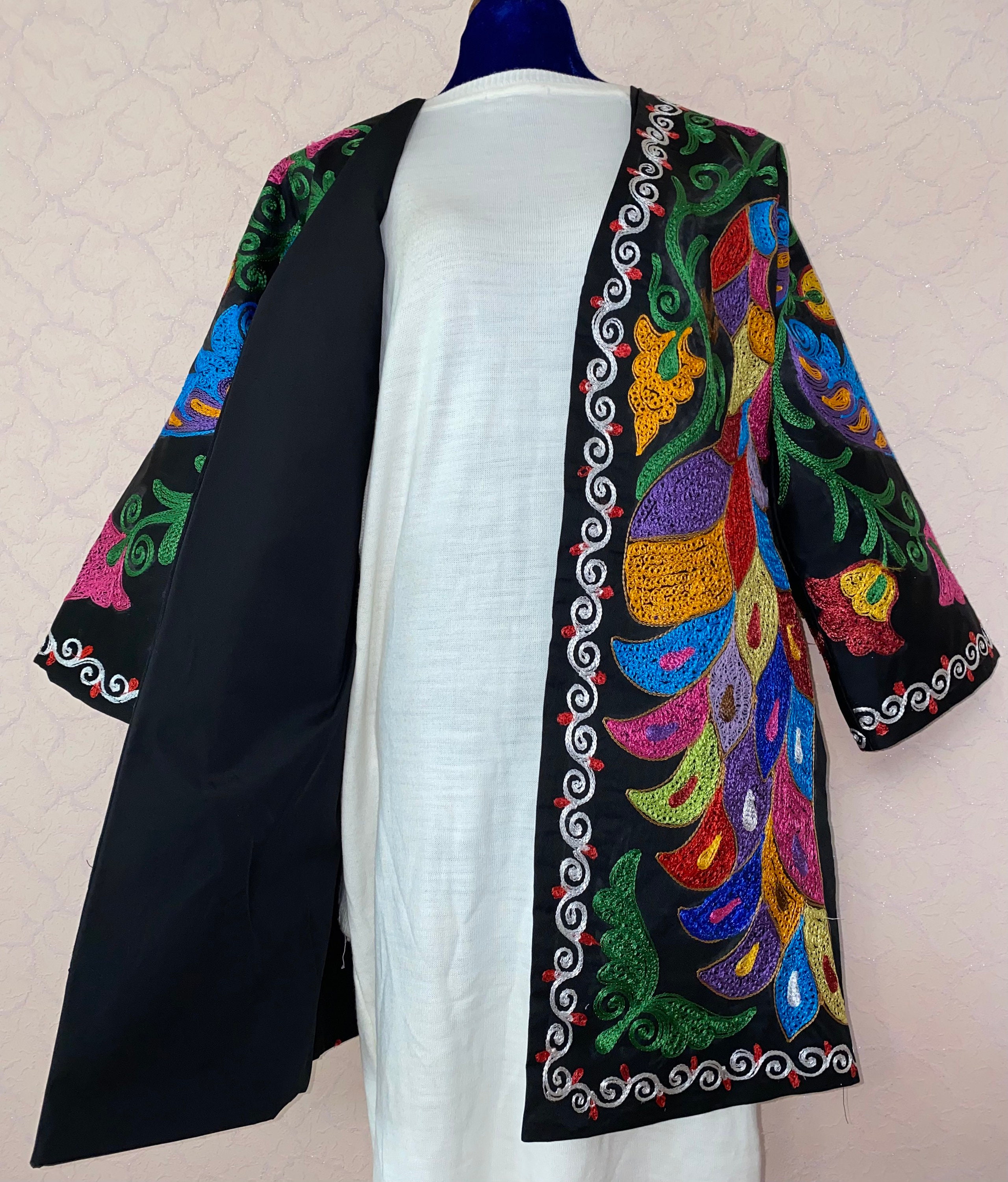 Uzbek Jacket Silk Embroidered Uzbekistan SUZANI Dress Vintage | Etsy
