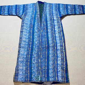 Uzbek Warm Quilted Chapan, coat, cotton padded handmade unisex robe from ikat fabric
