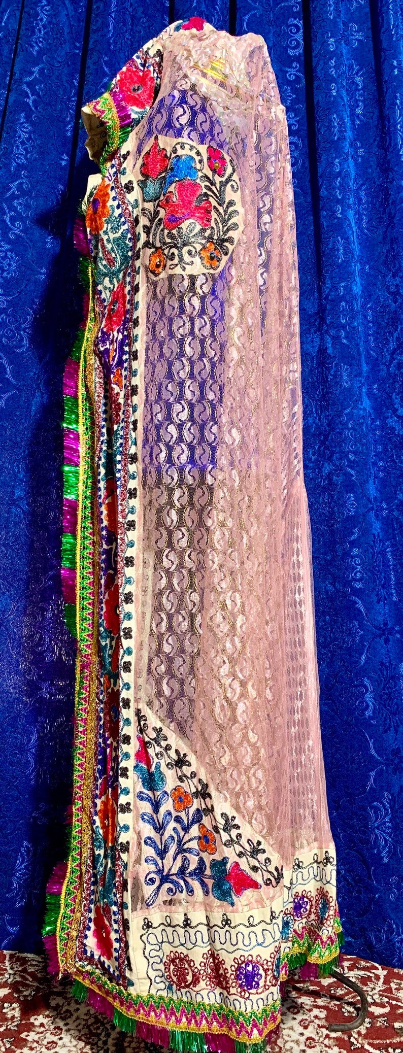 Uzbek Vintage BRIDAL LACE Embroidered VEIL