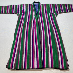 Vintage Uzbek Suzani Chapan Robe: Embroidered Boho Caftan