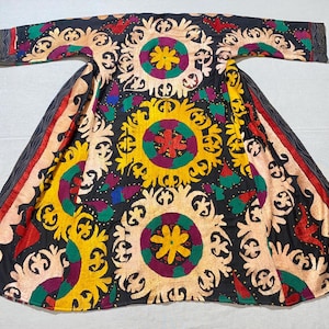 UZBEK CHAPAN, vintage suzani coat, handmade uzbek robe, Uzbekistan caftan, boho embroidered jacket, tajik dress