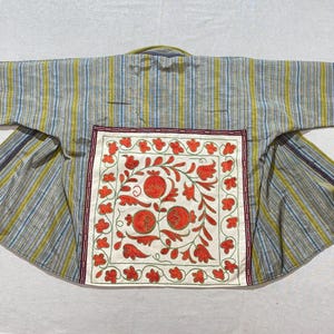 UZBEK CHAPAN, vintage suzani coat, handmade uzbek robe, Uzbekistan caftan, boho embroidered jacket, tajik dress
