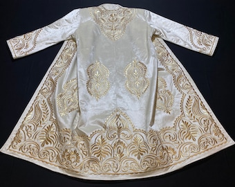 Uzbek Chapan: Golden Embroidered Suzani Boho Caftan