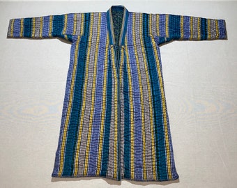 Chapan trapuntato caldo uzbeko, cappotto, veste unisex imbottita fatta a mano in tessuto ikat