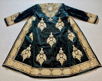 Uzbek Chapan: Handmade Golden Embroidered Suzani Robe