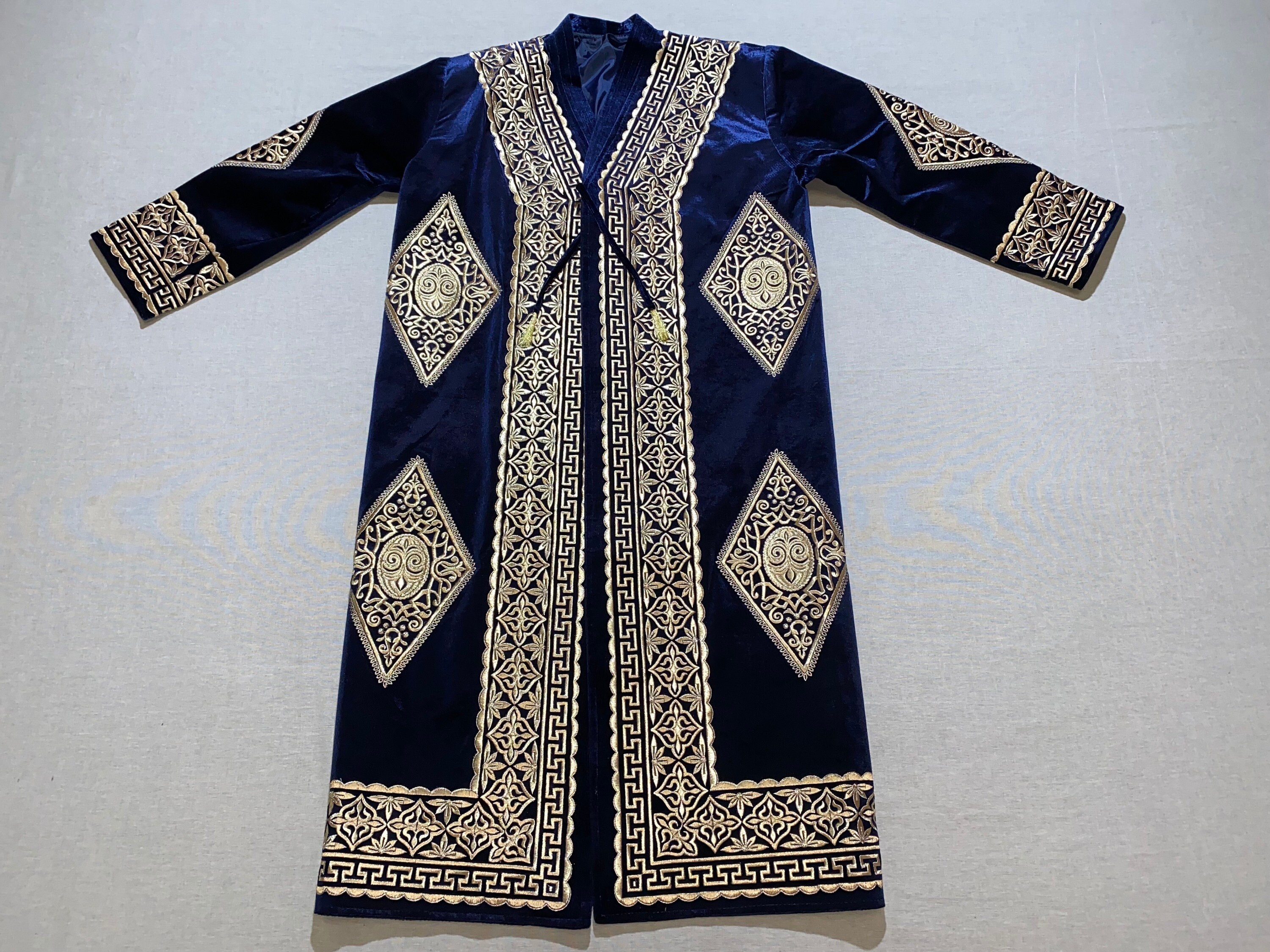 Chapan Robe Golden Embroidered Suzani Chapan: Uzbek Boho Caftan Robe - Etsy