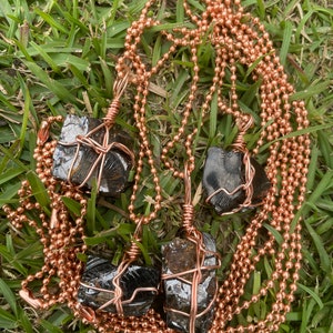 Elite Shungite Crystal handmade pendant in bare copper with pure copper 2mm ball chain