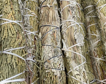Large combo smudge stick of Blue Sage, Sweetgrass and Cedar