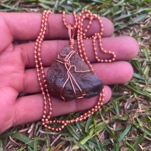 Long Copper Necklace with Genuine Citrine Copper Pendant 255g