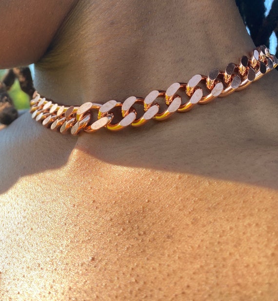 Natural 100% Copper Cuban Link Choker 