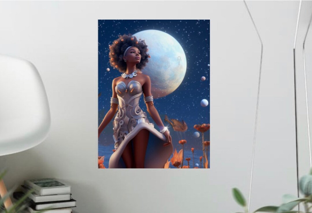 Mystical Moon Goddess Digital Art Print - Etsy