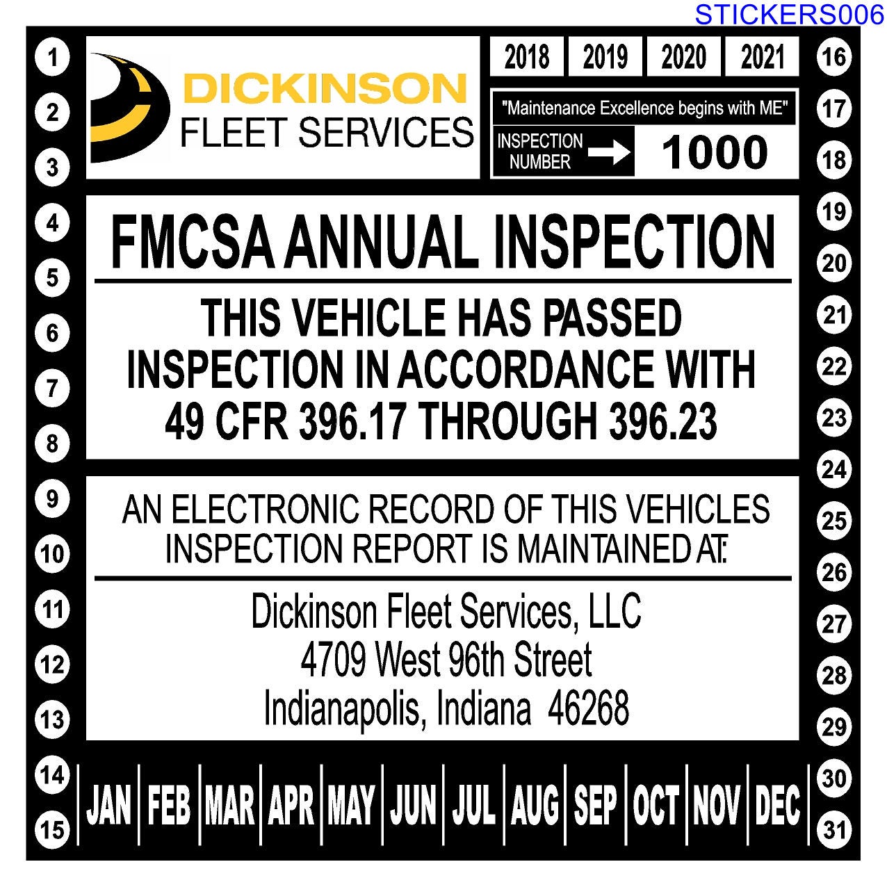Annual Vehicle Inspection Sticker for 49 CFR Part 396.17 Etsy