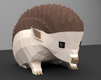 Papercraft, Jeż, rękodzieło, sztuka, dom, dekoracja, majsterkowanie, ręcznie robione, wzór, Jeż, przez WordarStore.