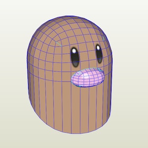 Maschera Diglett / Maschera Diglett, universo Pokemon. Papercraft / Pepakura.
