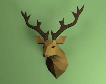 Papercraft, renifer, rękodzieło, sztuka, dom, dekoracja, majsterkowanie, ręcznie robione, wzór, renifer, przez WordarStore.