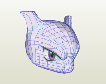 Maska Mewtwo / Maska Mewtwo, wszechświat pokemonów. Papercraft / Pepakura.