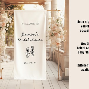 Bridal Shower Linen Sign | Wedding Welcome Sign | Baby Shower Linen Tapestry Sign | Fabric Sign | Welcome Sign | Custom Sign | Wedding Decor