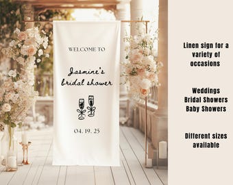 Bridal Shower Linen Sign | Wedding Welcome Sign | Baby Shower Linen Tapestry Sign | Fabric Sign | Welcome Sign | Custom Sign | Wedding Decor