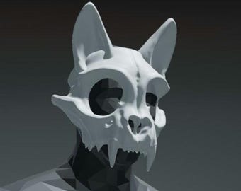 Cat Skull Mask movable Jaw
