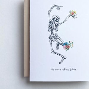 Knee replacement card dancing skeleton with flowers