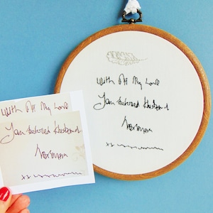 Actual Handwriting Hand Embroidered Hoop, Remembrance Gift, Handwriting Gift, Memorial Keepsake, Memorial Gift In loving Memory