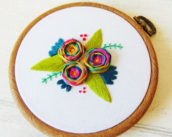 Rainbow Embroidery Hoop, Floral Embroidery, Rainbow Wall Hanging, Unique Gifts For Women, Friendship Gift, Flower Embroidery Floral Wall Art