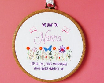 Gift From Grandkids, Nana Gift, Grandma Gift, Nan Gift, Mothers Day Gift For Grandma, Nanna Gift, Embroidery Hoop Art