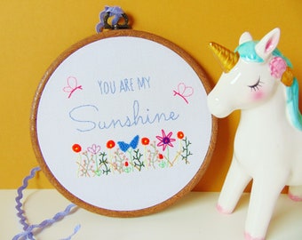 You Are My Sunshine Wall Art, Baby Girl Gift, Gift For Daughter, Birthday Gift For Daughter, Baby Shower Gift, Embroidery Hoop Art