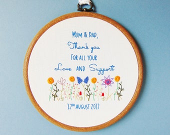 Wedding Thank You Gift For Parents, Personalised Thank You Gift, Parent Wedding Gift, Parent Thank You Gift, Embroidery Hoop Art