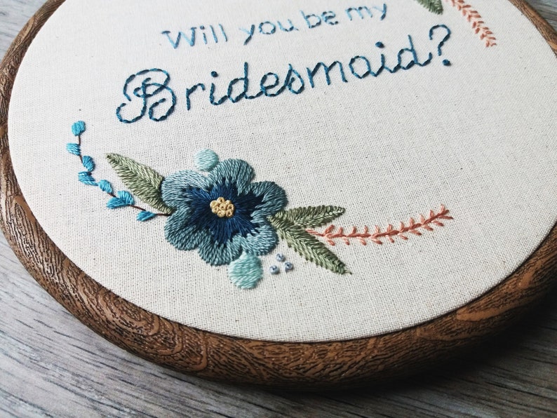 Bridesmaid Gift, Bridesmaid Proposal Gift, Bridal Party Gift, Maid of Honour Gift, Will You Be My Bridesmaid, Embroidery Hoop Art image 6