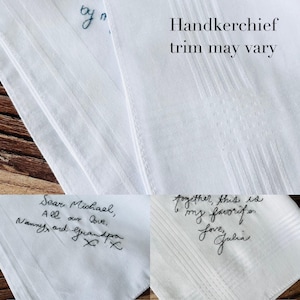 Father of the bride handkerchief, Your handwriting wedding embroidery, Pocket square, Bride to Father gift image 9