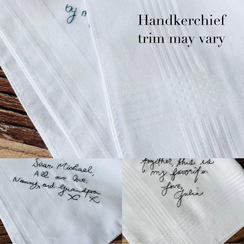 Father of the bride handkerchief, Your handwriting wedding embroidery, Pocket square, Bride to Father gift image 9