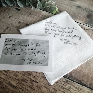 Father of the bride handkerchief, Your handwriting wedding embroidery, Pocket square, Bride to Father gift image 4