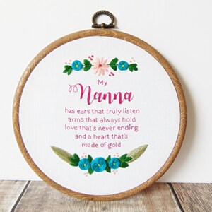 Nanna Gift, Personalised Gift For Grandma, Nana Gift, Nan Gift, Birthday Gift For Nanna, My Nanna Quote, Embroidery Hoop Art, Mothers Day