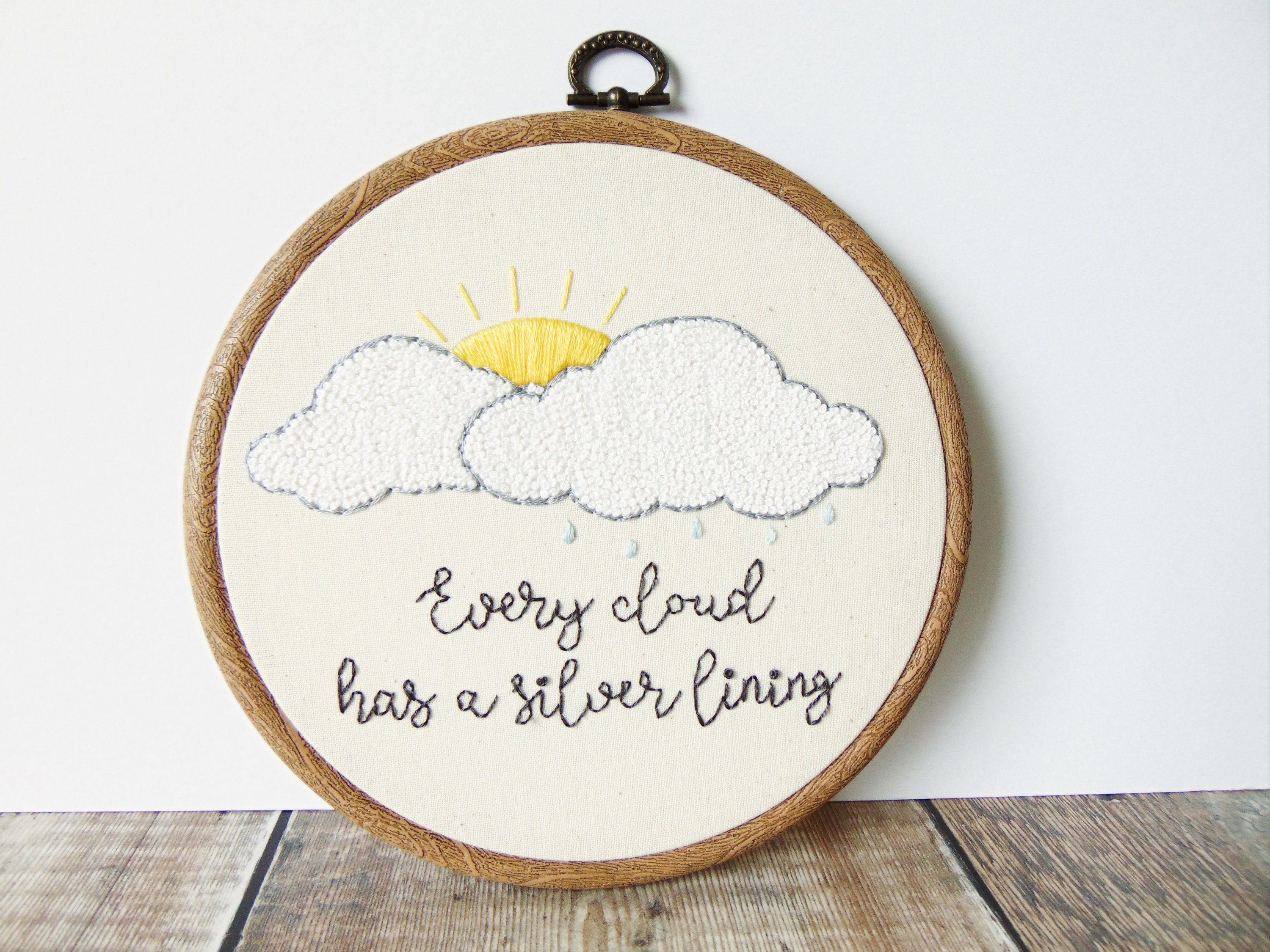 Cloud with Drop Hand-Embroidered Pin Cloud with Drop Hand-Embroidered Pin